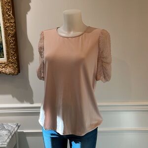 Adrianna Papell soft pink sheer sleeve  blouse